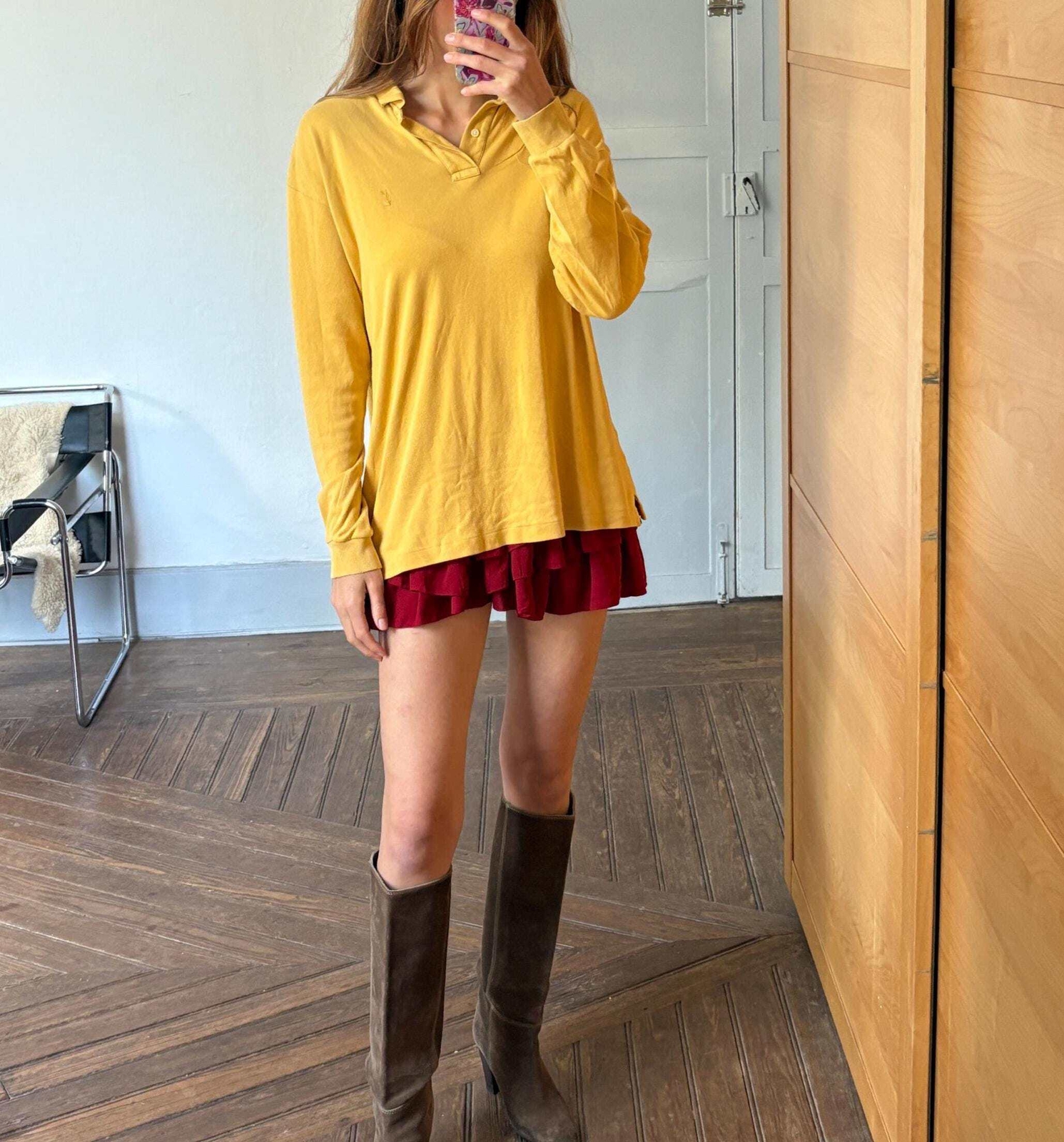 polo vintage Yves Saint Laurent manica lunga Diffusion Hommes 100% cotone