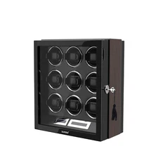 Automatic 9 Watch Winder with Japanese Silent Motor Display Case Box LED Light