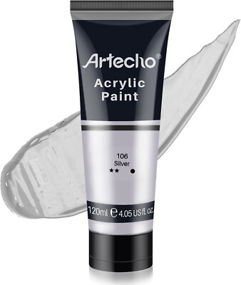 Artecho Professional Acrylfarbe, Silber (120ml/4,05oz) Tube (kostenlose Lieferung)