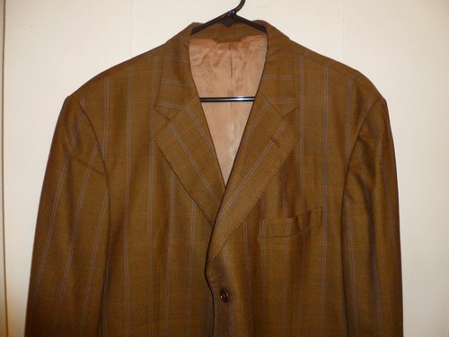 GIAN LUCA X ISAIA Brown & Blue Windowpane 3-Button Wool Blazer Jacket, Size 43 - Picture 2 of 13