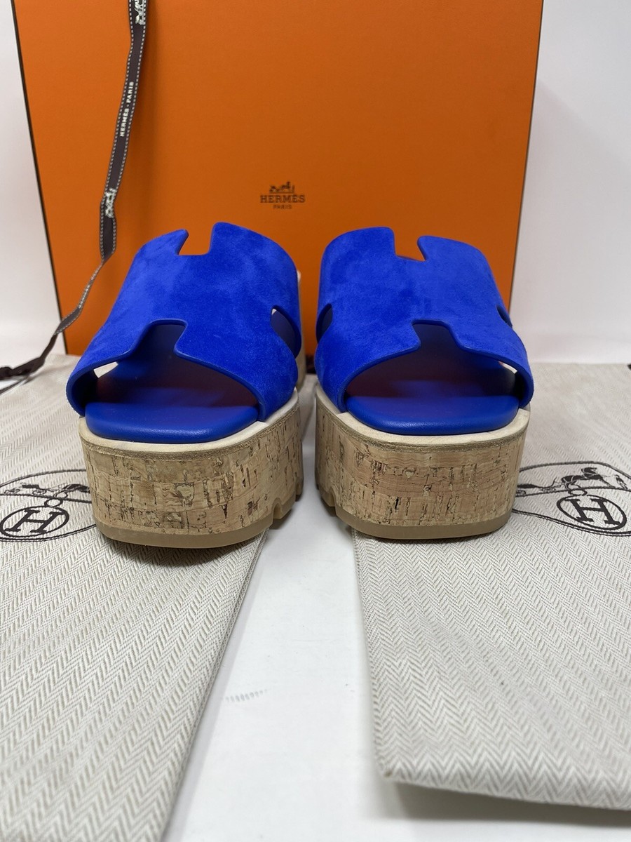 Hermes EZE 30 Sandals Ocean Blue NIB 38 | eBay