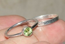 Peridot Ring 925 Silver 2 Ring Set Stacking Ring Green Peridot Handmade Jewelry