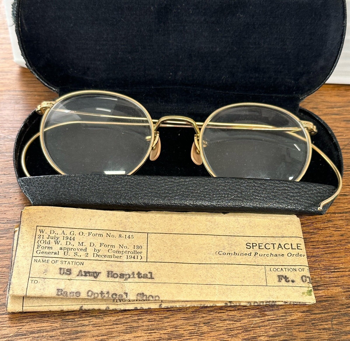 Gold Filled 1/10 12k Glasses With US Army Papers 1952  display picture 3