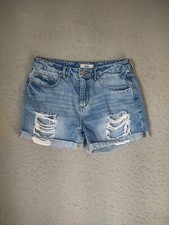Forever 21 Womens Shorts 27 Blue Cuffed Distressed Medium Wash Denim 5 Pockets
