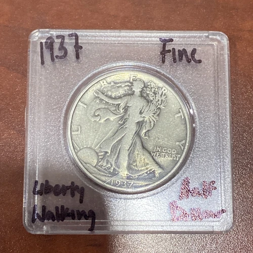1937 No Mint Mark Liberty Walking Half Dollar Very Fine Condition Coin