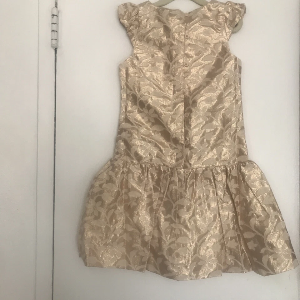 Vestido de Fiesta Sophie Catalou Talla 6 Metálico Dorado Manga Gorra Algodón Forrado Nuevo sin Etiquetas Foto 3 de 4