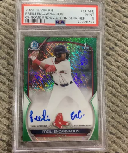 2023 Bowman Freili Encarnacion 1st Bowman GREEN SHIMMER REFRACTOR AUTO /99 PSA