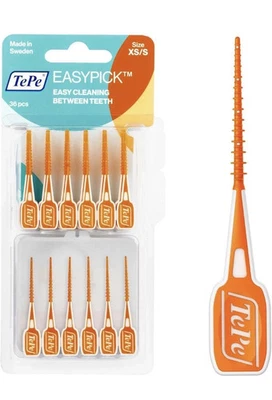 TePe EasyPick Interdentalbürste XS/S orange 36 Stück - Zahnstocher für schmale Lücken