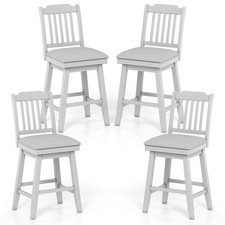 25" Counter Height Bar Stools Set of 4 with Slatted Back Padded Seat  Footrest