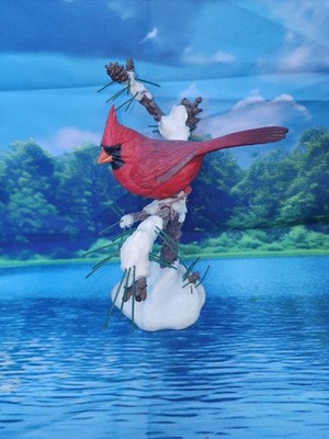 The Danbury Mint - ''Winter's Jewel '' by Bob Guge - Red Cardinal In Snow Figurine