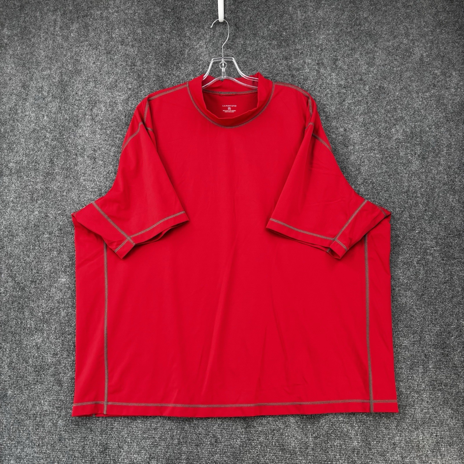 Lands End Men’s Red Performance Shirt Size 3XL Short Sleeve Outdoor Swim Stretch