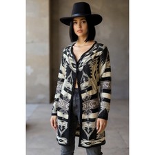 Women  s Lucky Brand Boho Long South Western Open front Cardigan L
