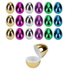 Fillable Metallic Easter Eggs 18 Pack 4.5cm Reusable Plastic Easter Egg Hunt