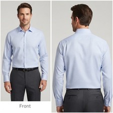 David Donahue Mens 17 32/33 Dress Shirt Periwinkle Blue Textured Long Sleeve