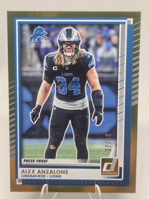 2025 Donruss Football #277 Lions LB Alex Anzalone GOLD Press Proof  27/50