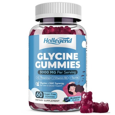 HOLLEGEND Glycine 3g Gummies, Organic L-Glycine with NAC 60 Count (Pack of 1)