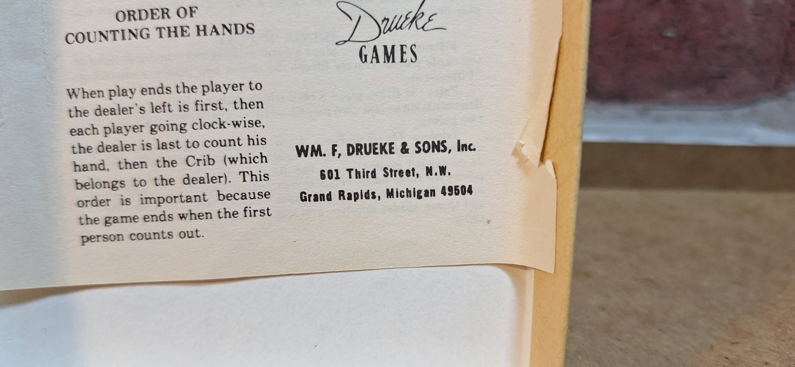 Drueke Vintage Souvenir Cribbage Board Mackinac Straits Bridge With orig. Box