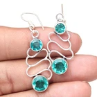 Chrome Diopside Gemstone Handmade Silver Jewelry Earrings 1.5''