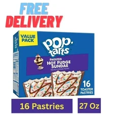 Pop-Tarts Frosted Hot Fudge Sundae Toaster Pastries, Breakfast Foods 27 oz 16 Ct