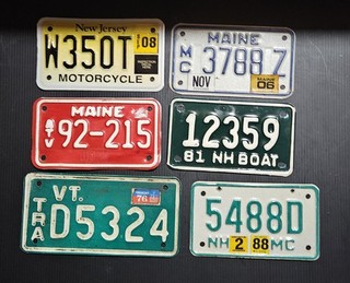 Lot of 6 Mixed States Motorcycle and boat License Plates