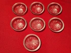 Z2 / Set Of 7 Vintage Federal Glass Etched Royal Rose Coasters 3 3/4''