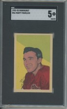 1952-53 Parkhurst Ice Hockey #66 MARTY PAVELICH Detroit Red Wings SGC 5