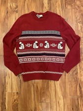 Oversized Red Christmas Winter Sweater with Polar Bears