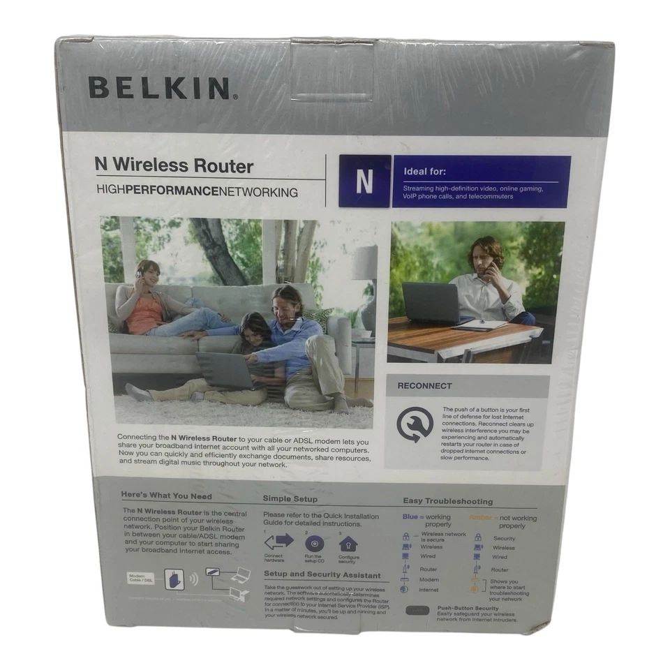 Belkin N Wireless Router IEEE 802.11 b/g/n 300Mps 4 LAN Ports NEW - Image 2 of 4
