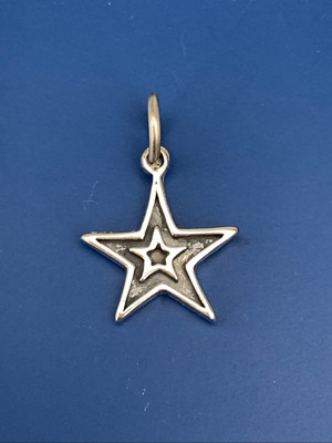 .925 Star Double Star Sterling Silver Jewelry Charm #universe #night #star