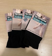 No Nonsense Ladies Trouser Socks 4 Pairs Black Fashion Accents New
