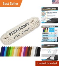 PerkHomy 100 ft 3/16" 5mm Cotton Rope Multi Purpose Utility Diamond Braided C...