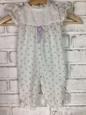 Vintage Mothercare One Piece Purple Floral Print Baby Romper 18M