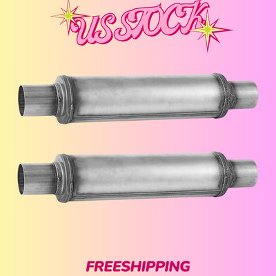 NEW 3'' Exhaust Muffler Stainless Steel Straight Through Universal 2 Pack