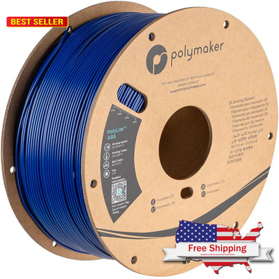 Polymaker ABS Filament 1.75mm Blue, 1kg PolyLite ABS 3D Printer Filament, Heat