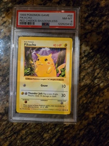 Pikachu (Red Cheeks) 058/102 PSA 8 Base Set Shadowless Vintage