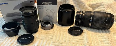 Olympus Zuiko Digital 50-200mm & 14-54mm f/2.8-3.5 ED 4/3 Lenses + M4/3  adapter