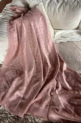 Louis Vuitton Schal Tuch rosa Monogramm Fransen Seide/Wolle M74441