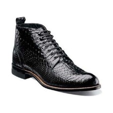 Men Stacy Adams Madison Boot High Top Anaconda Print Leather 00057-001 Black