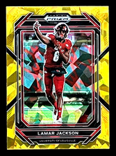 Lamar Jackson 2023 Prizm Draft Picks Gold Cracked Ice Ravens Cardinals #67