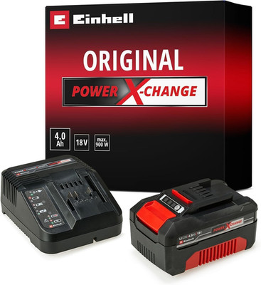 Original Einhell Starter Kit PXC 4,0 Ah (18 V, 900 W, Akku + 3 a Ladegerät, 75 M