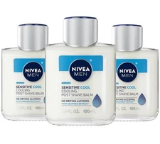 3 PACK Nivea Men Sensitive Cool Cooling Post Shave Balm Soothes Skin 3.3oz Ea.