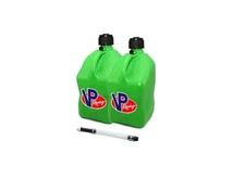 VP Fuel 2 Pack Green 5 Gallon Race Fuel Jug Gas Can Alcohol w/ Filler Hose
