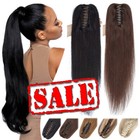 DE Pferdeschwanz Zopf Clip In 100% Echthaar Extensions Ponytail 60cm Lange Black