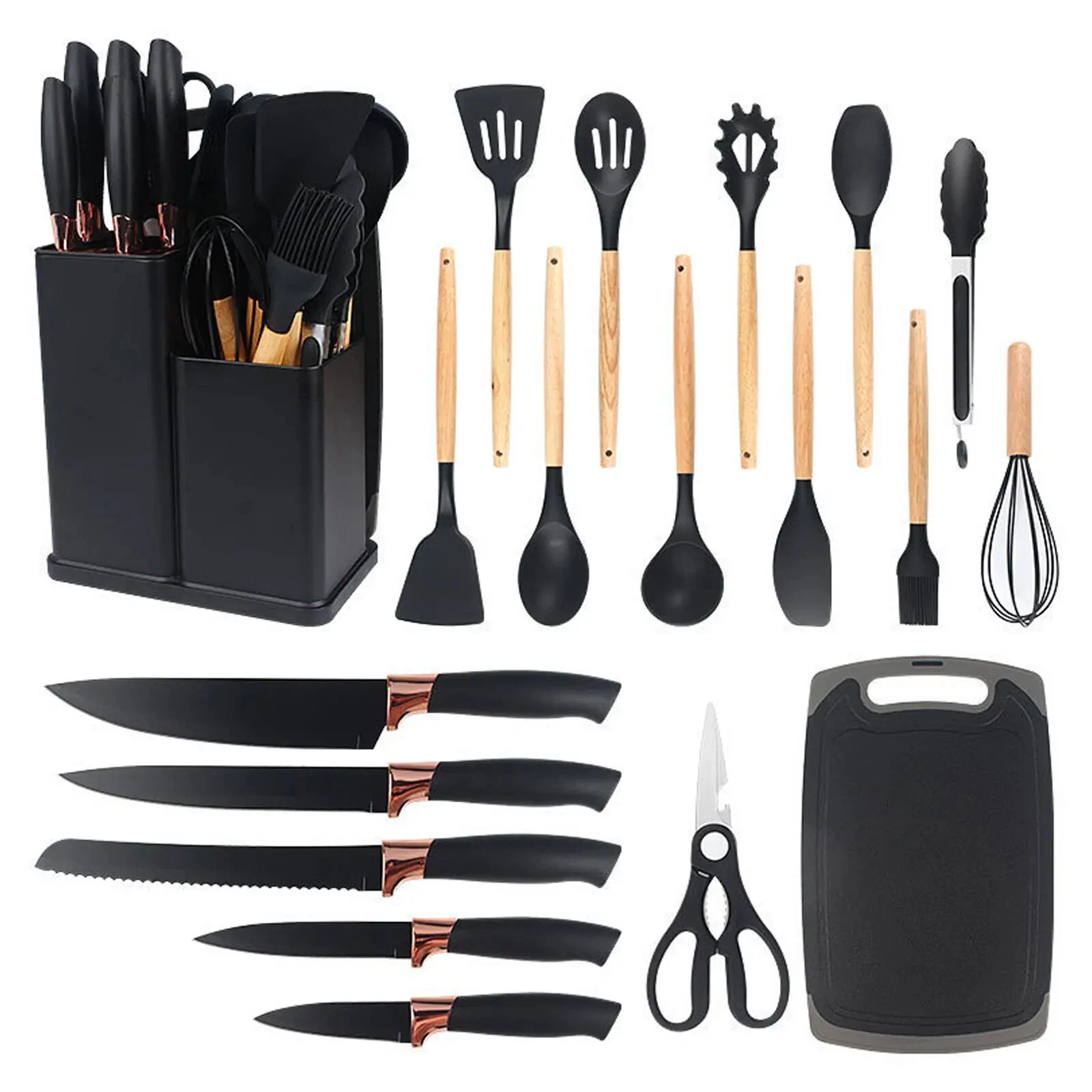 19PCS Silicone Kitchen Utensils & Knife Set with Holder – Heat Resistant Tools
Opens in a new window