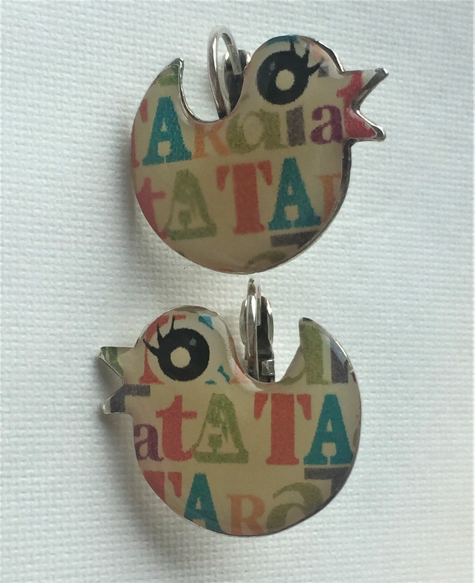 Boucles D'oreilles Pendantes Taratata Vintage - Motif Poussin, Dormeuses, Multicolore - France