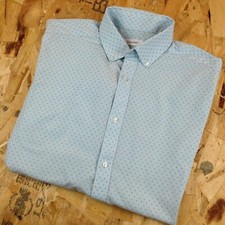 CALVIN KLEIN Full Button Slim Fit Button-Collar Blue Dress Shirt Men's Size M