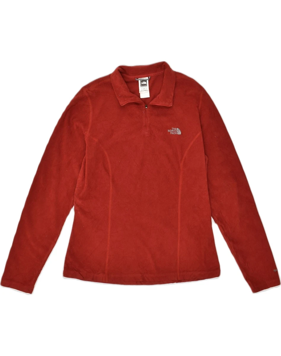 THE NORTH FACE Womens Zip Neck Fleece Jumper UK 14 Large Maroon