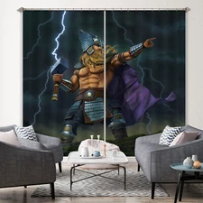 3D God Of Thunder Hammer O081 Photo Curtain Printing Fabric Window Vincent Amy