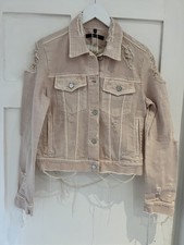 J Brand Super Distressed Rose Pink Denim Jacket Size M