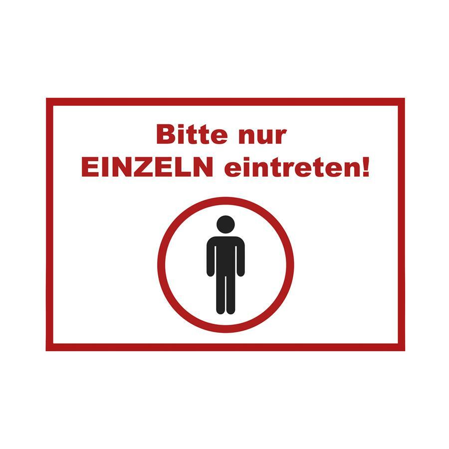 HUURAA! Hinweis Aufkleber Bitte einzeln eintreten Corona Digitaldruck Folie DIN
